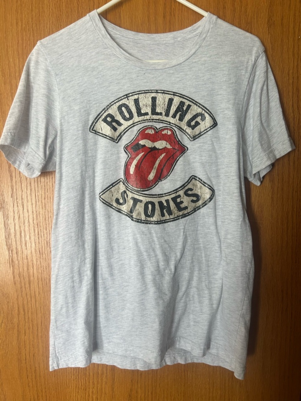 Rolling Stones Graphic Tee - Light Heather Gray with Red Tongue Logo